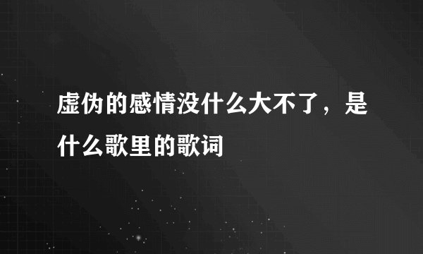 虚伪的感情没什么大不了，是什么歌里的歌词