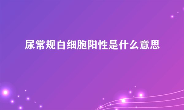 尿常规白细胞阳性是什么意思