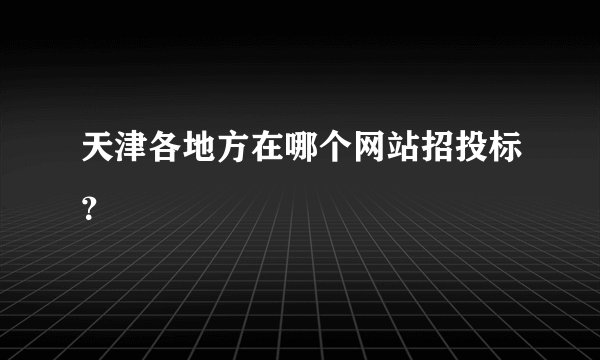 天津各地方在哪个网站招投标？