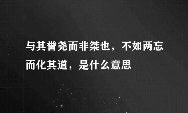 与其誉尧而非桀也,不如两忘而化其道,是什么意思