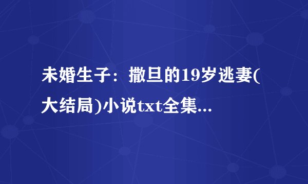未婚生子:撒旦的19岁逃妻(大结局)小说txt全集免费下载