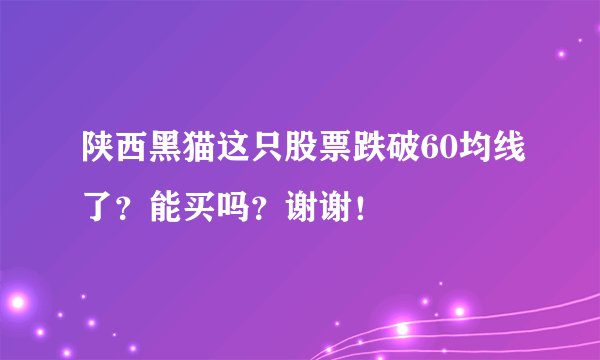 陕西黑猫这只股票跌破60均线了？能买吗？谢谢！