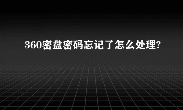 360密盘密码忘记了怎么处理?