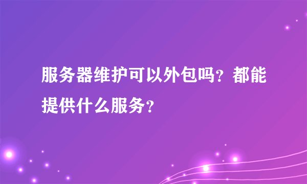 服务器维护可以外包吗？都能提供什么服务？