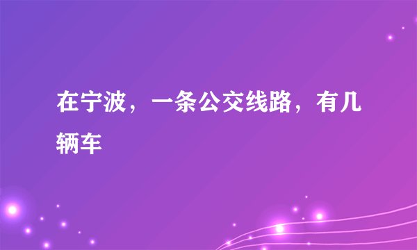 在宁波，一条公交线路，有几辆车
