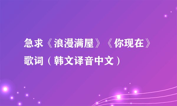 急求《浪漫满屋》《你现在》歌词（韩文译音中文）
