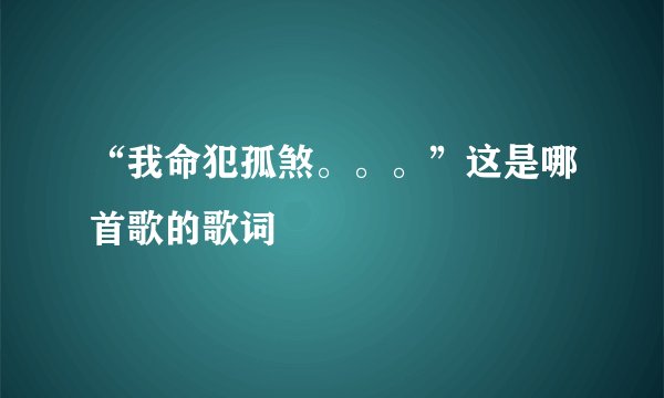 “我命犯孤煞。。。”这是哪首歌的歌词