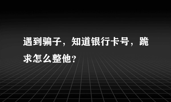 遇到骗子，知道银行卡号，跪求怎么整他？