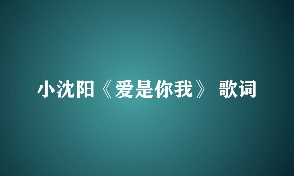 小沈阳《爱是你我》 歌词
