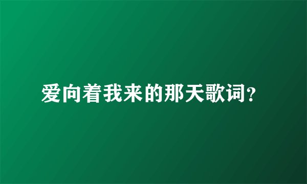 爱向着我来的那天歌词?
