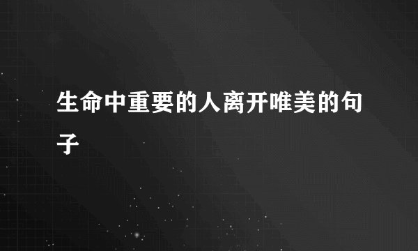 生命中重要的人离开唯美的句子