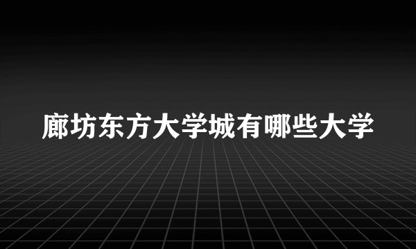廊坊东方大学城有哪些大学