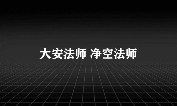 大安法师 净空法师