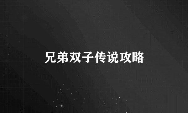 兄弟双子传说攻略
