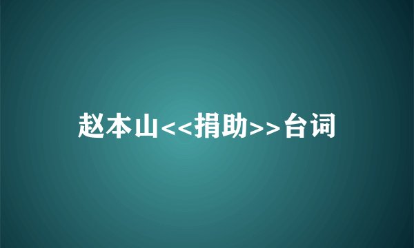 赵本山<<捐助>>台词