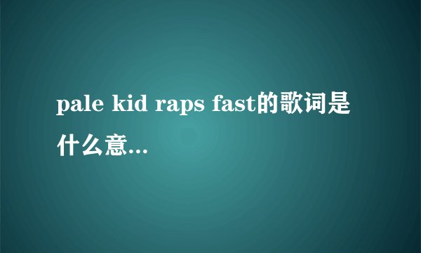 pale kid raps fast的歌词是什么意思，求翻译