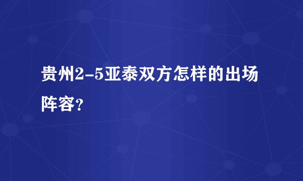 贵州2-5亚泰双方怎样的出场阵容？
