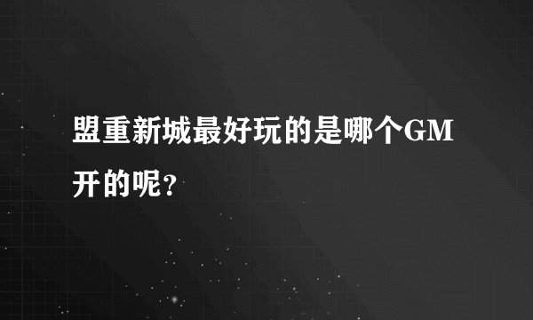 盟重新城最好玩的是哪个GM开的呢？