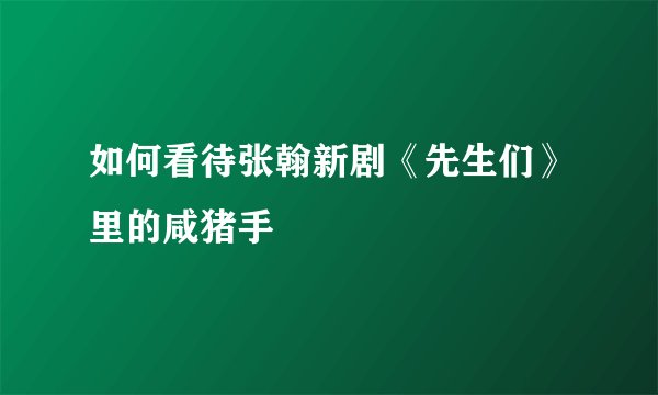 如何看待张翰新剧《先生们》里的咸猪手