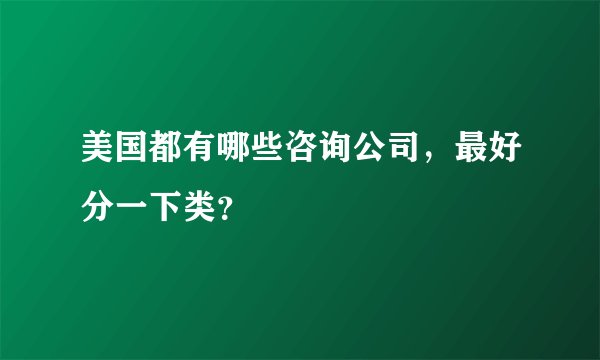 美国都有哪些咨询公司,最好分一下类?
