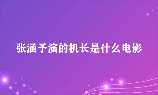 张涵予演的机长是什么电影