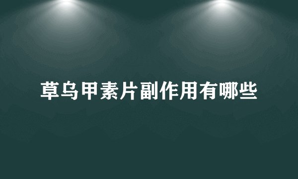 草乌甲素片副作用有哪些