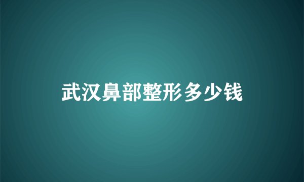 武汉鼻部整形多少钱