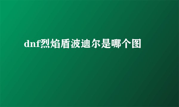 dnf烈焰盾波迪尔是哪个图