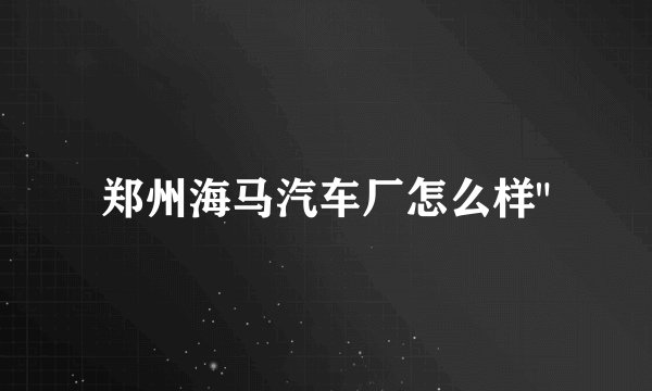 郑州海马汽车厂怎么样