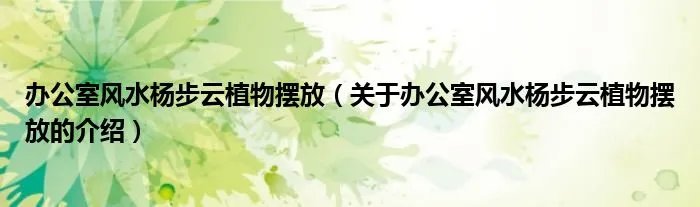 办公室风水杨步云植物摆放(关于办公室风水杨步云植物摆放的介绍)