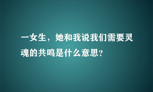 一女生，她和我说我们需要灵魂的共鸣是什么意思？