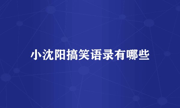 小沈阳搞笑语录有哪些