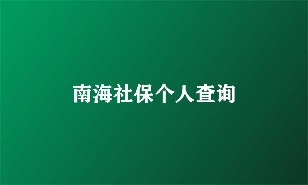 南海社保个人查询
