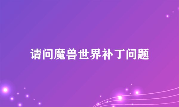 请问魔兽世界补丁问题