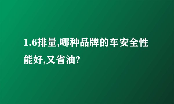 1.6排量,哪种品牌的车安全性能好,又省油?