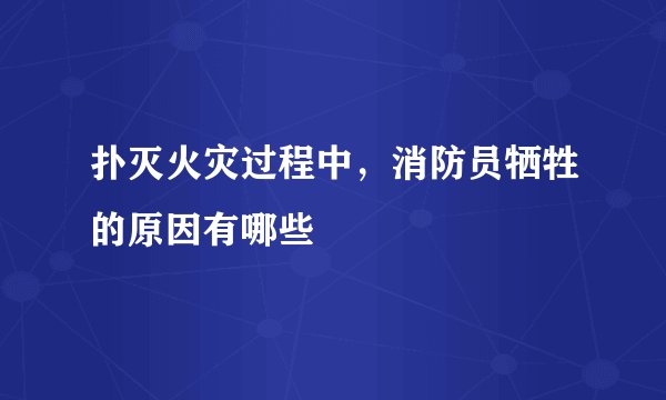 扑灭火灾过程中，消防员牺牲的原因有哪些