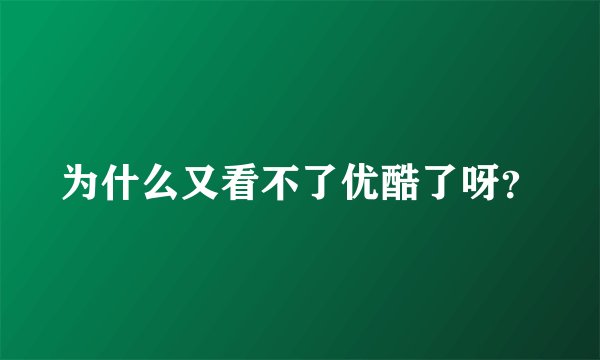 为什么又看不了优酷了呀？