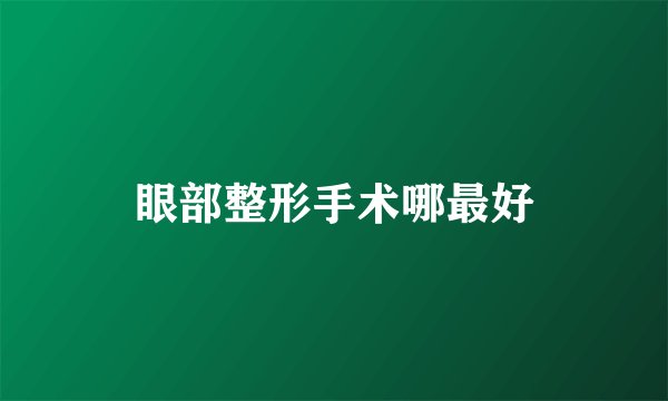 眼部整形手术哪最好