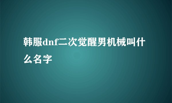 韩服dnf二次觉醒男机械叫什么名字