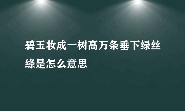 碧玉妆成一树高万条垂下绿丝绦是怎么意思