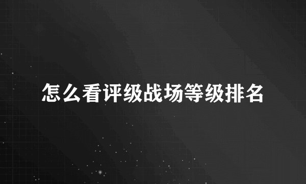 怎么看评级战场等级排名
