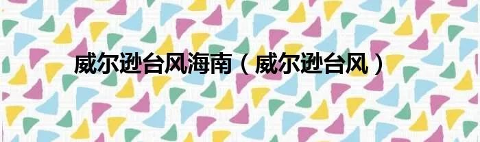 威尔逊台风海南（威尔逊台风）
