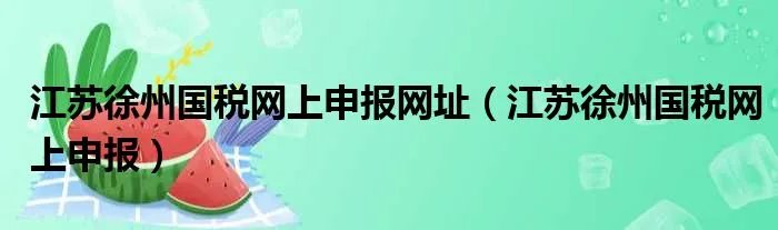 江苏徐州国税网上申报网址（江苏徐州国税网上申报）