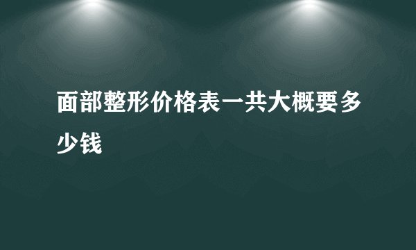 面部整形价格表一共大概要多少钱