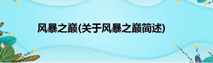 风暴之巅(关于风暴之巅简述)