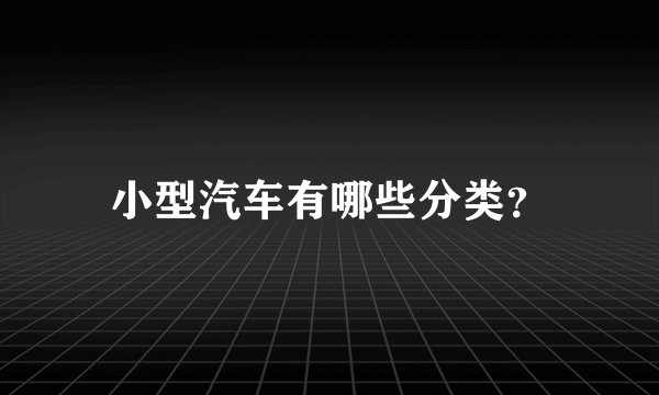 小型汽车有哪些分类？