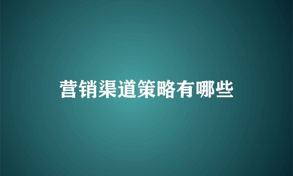 营销渠道策略有哪些