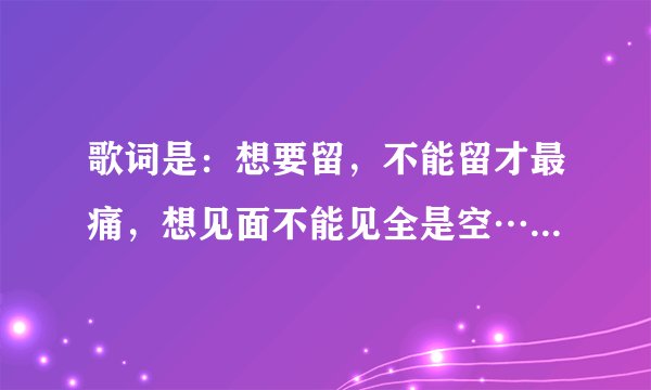 歌词是:想要留,不能留才最痛,想见面不能见全是空…是什么歌?