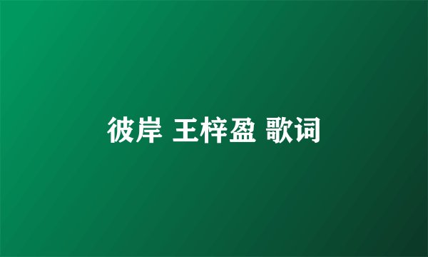 彼岸 王梓盈 歌词