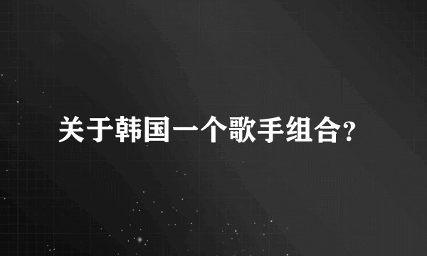 关于韩国一个歌手组合?